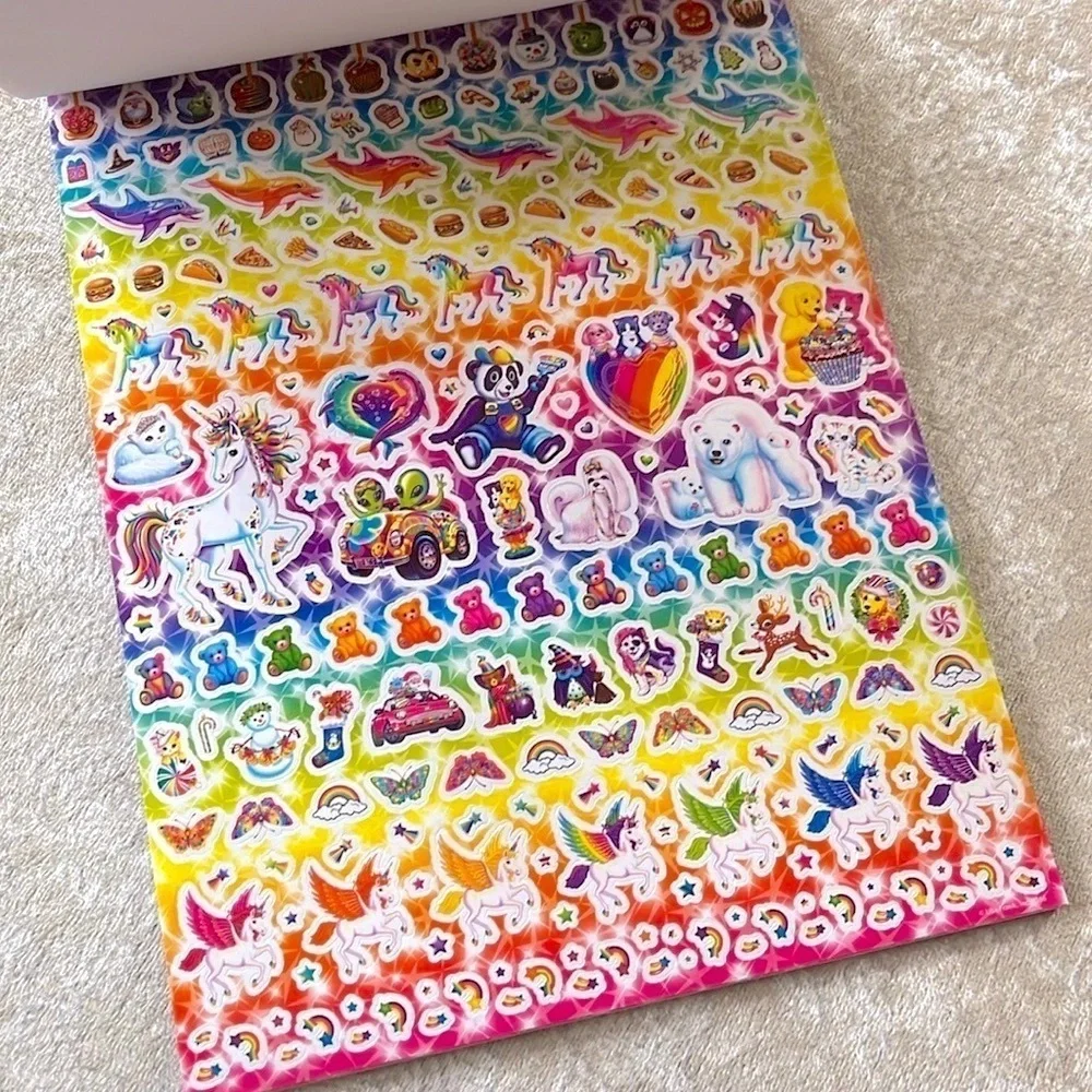 Brand New Lisa Frank Sticker Pad w/ Play Scenes & Zip-It Geometric Pencil Pouch